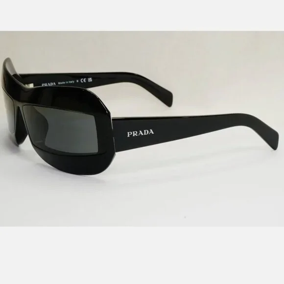 Prada Grey Italy Square Black Wrap Sunglasses